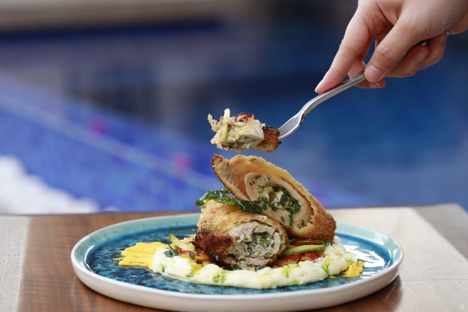 Pechuga de pavo rellena de espinacas y queso